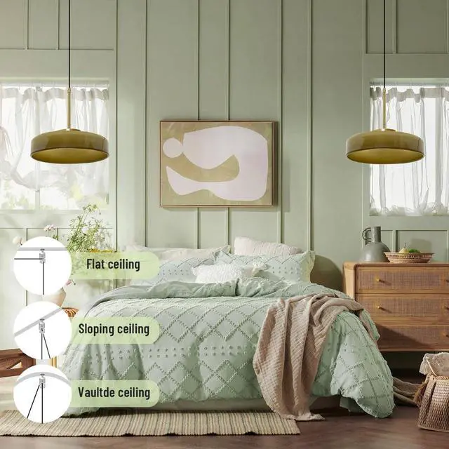 Alt view image 5 of 7 - Large Glass Hanging Light Fixture Mid Century Green Pendant Lights Dome Round Shade Brushed Gold Ceiling Hanging Light Modern Pendant Lights for Farmhouse Dining Room Kitchen Island