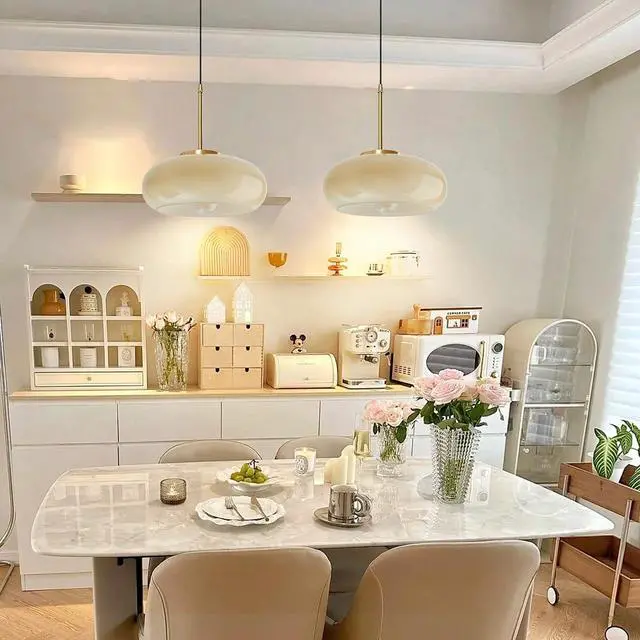 Alt view image 4 of 7 - mid Century Ceiling Pendant Light Glass Pendant Lighting Gold with Milk Yellow Glass Shade Modern Pendant Lamp Vintage Pendant Light Fixtures for Dining Room Bedroom Kitchen Island