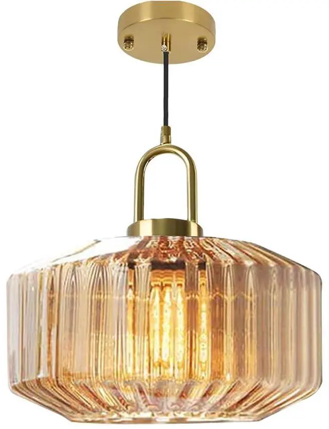 Main image of Gold Pendant Light Amber Glass Pendant Lights Modern Large Globe Ceiling Lights Mid Century Single Hanging Light Kitchen Island Ceiling Hanging Lamp Dining Room Lighting Fixtures