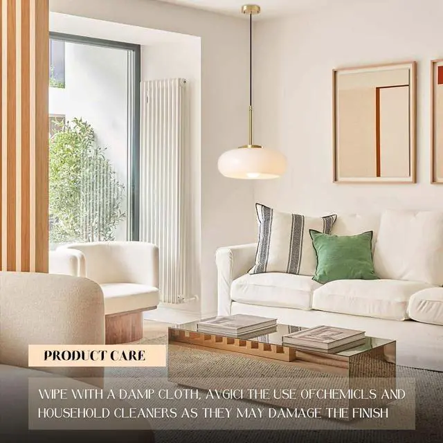 Alt view image 4 of 7 - Mid Century Modern Pendant Light White Gold Pendant Light fixtures,Vintage Glass Hanging Light with 11 Glass Globe Shade, Milk White Pendant Lighting for Dining Room Kitchen Island
