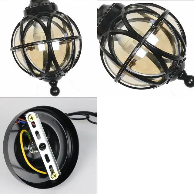 Alt view image 7 of 7 - Outdoor Pendant Light Fixture for Porch Black Vintage Exterior Hanging Lantern Lamp with Glass Shade Adjustable Chain,European Aluminum Outdoor Ceiling Light for Farmhouse Patio Doorway (L)