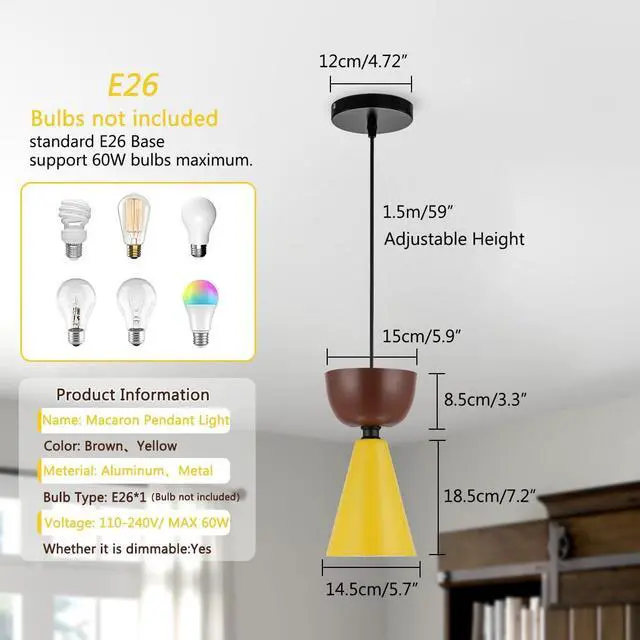 Alt view image 2 of 7 - Colorful Chandelier Pendant Light Nordic Pendant Lights with Macaron Color Barn Shade Mid Century Modern Ceiling Lights Colorful Hanging Pendant Lighting for Dining Room Kitchen Island