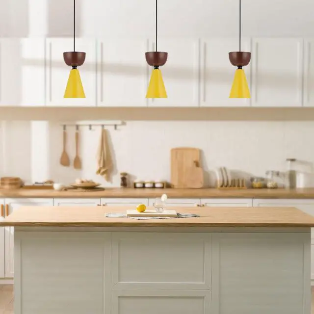 Alt view image 5 of 7 - Colorful Chandelier Pendant Light Nordic Pendant Lights with Macaron Color Barn Shade Mid Century Modern Ceiling Lights Colorful Hanging Pendant Lighting for Dining Room Kitchen Island