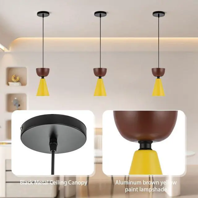 Alt view image 7 of 7 - Colorful Chandelier Pendant Light Nordic Pendant Lights with Macaron Color Barn Shade Mid Century Modern Ceiling Lights Colorful Hanging Pendant Lighting for Dining Room Kitchen Island