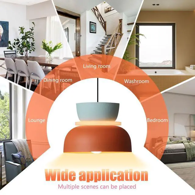 Alt view image 3 of 7 - mid Century Modern Pendant Light Colorful Pendant Lights Macaron Color Blue Orange Barn Shade Nordic Vintage Pendant Lighting for Dining Room Kitchen Island Bedroom