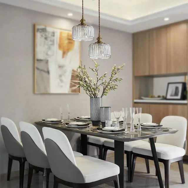 Alt view image 5 of 7 - Mid Century Modern Pendant Light Kitchen Island Pendant Light Fixture Gold Brass Pendant Lights Classic Clear Glass 1-Lamp Vintage Design Glass Farmhouse Dining Room Lights Fixtures