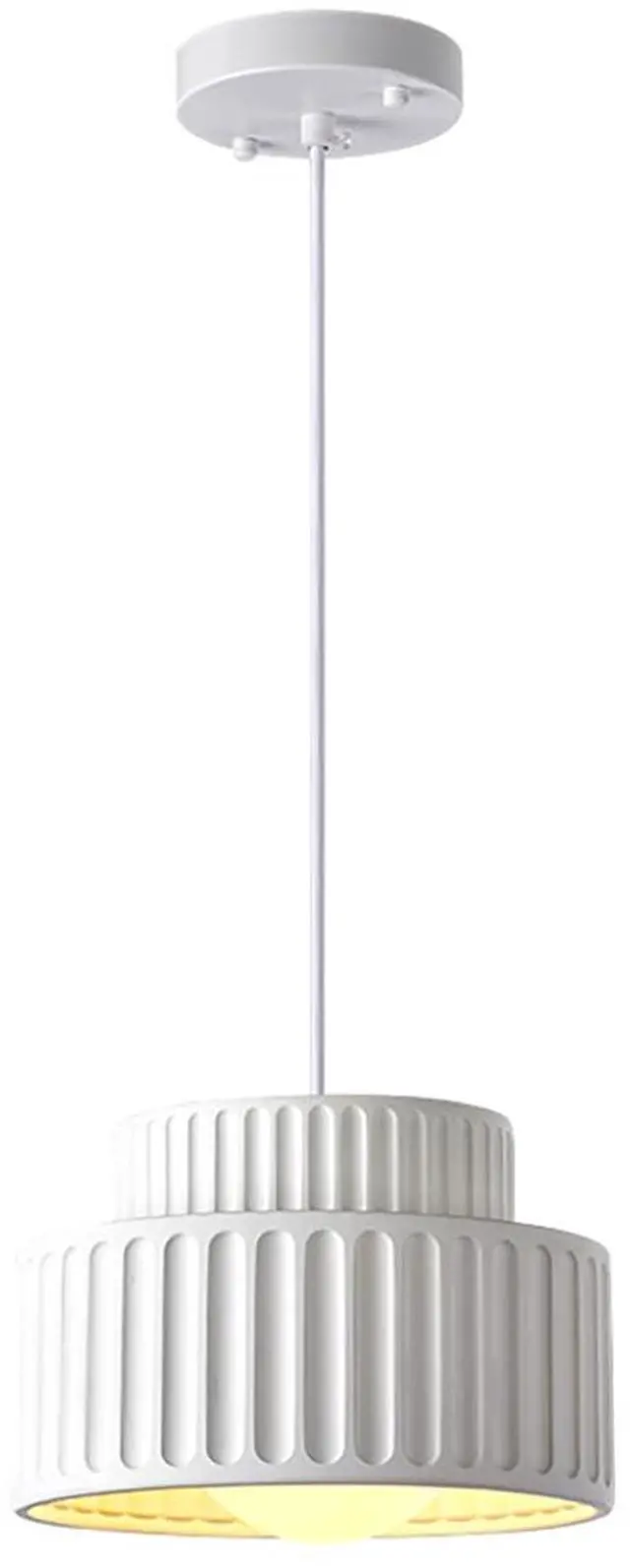 Main image of Vintage Pendant Light Fixture Nordic Modern Hanging Lights 2-Layer Round Resin Shade White Finish Single Mid Century Flush Mount Ceiling Light Kitchen Farmhouse Pendant Lights