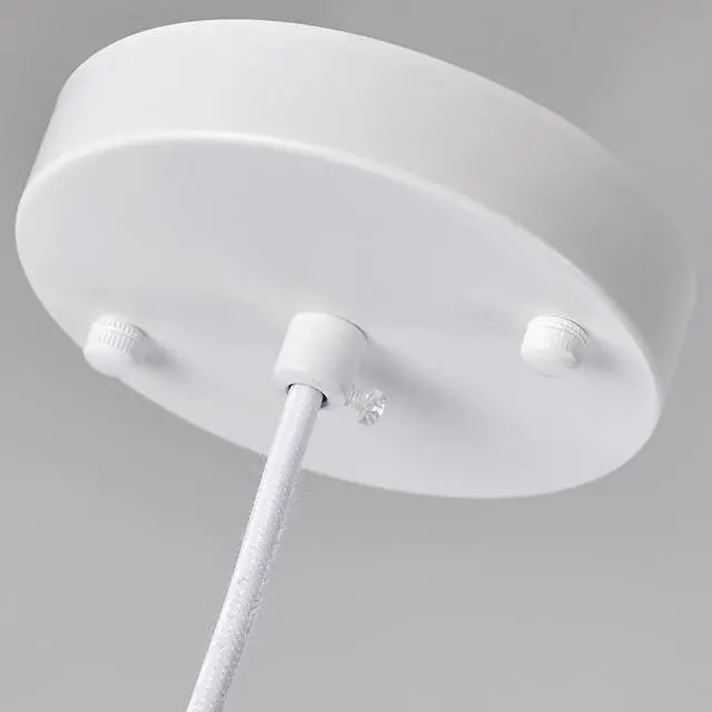 Alt view image 7 of 7 - Vintage Pendant Light Fixture Nordic Modern Hanging Lights 2-Layer Round Resin Shade White Finish Single Mid Century Flush Mount Ceiling Light Kitchen Farmhouse Pendant Lights