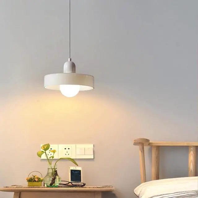 Alt view image 5 of 7 - Vintage Glass Pendant Light Fixtures Modern Kitchen Island Pendant Lights White Dome Glass Shade Mid Century Pendant Light Adjustable Globe Round Hanging Light for Dining Room Bedroom