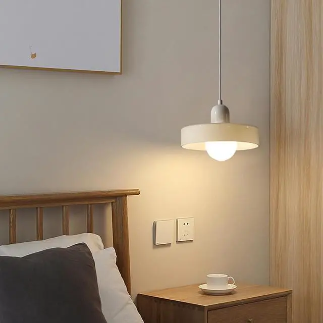 Alt view image 6 of 7 - Vintage Glass Pendant Light Fixtures Modern Kitchen Island Pendant Lights White Dome Glass Shade Mid Century Pendant Light Adjustable Globe Round Hanging Light for Dining Room Bedroom