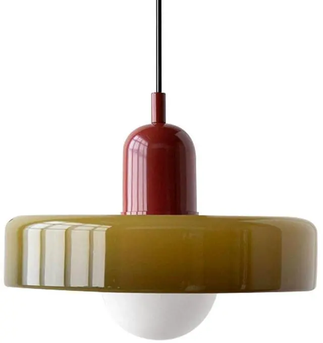 Main image of Green Pendant Light Fixtures Modern Large Glass Kitchen Island Pendant Lights with Dome Glass Shade Mid Century Globe Pendant Light Vintage Hanging Light for Dining Room Bedroom