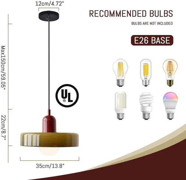 Alt view image 2 of 7 - Green Pendant Light Fixtures Modern Large Glass Kitchen Island Pendant Lights with Dome Glass Shade Mid Century Globe Pendant Light Vintage Hanging Light for Dining Room Bedroom