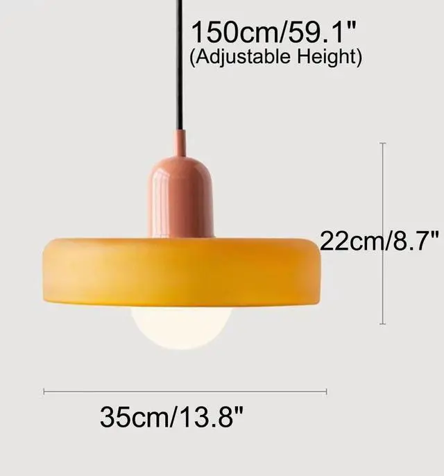 Alt view image 2 of 7 - Glass Pendant Light Fixtures Modern Kitchen Island Pendant Lights with Orange Dome Glass Shade Mid Century Globe Pendant Light Vintage Hanging Light for Dining Room Bedroom (13.8in-Orange)