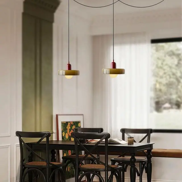 Alt view image 5 of 7 - Plug Hanging Lamp Green Glass Pendant Light Plug in Cord Modern Kitchen Island Plug Pendant Lights with Cord On/Off Switch Mid Century Plug in Pendant lamp for Dining Room