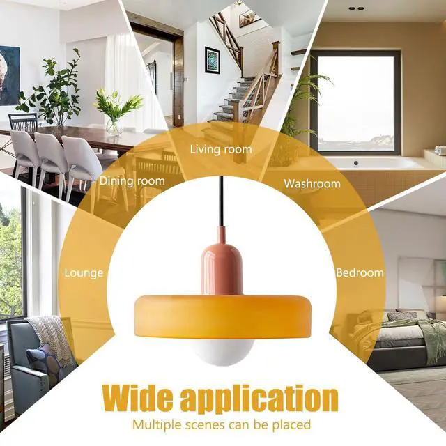 Alt view image 4 of 7 - Orange Plug in Pendant Light Glass Hanging Lamp with Plug-in Cord | Modern Plug in Pendant Lights with 14.7ft Cord On/Off Switch Vintage 9.84inch E26 Base Dining Room Farmhouse Kitchen Island