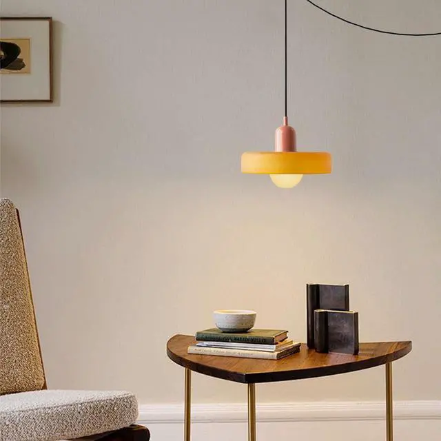 Alt view image 5 of 7 - Orange Plug in Pendant Light Glass Hanging Lamp with Plug-in Cord | Modern Plug in Pendant Lights with 14.7ft Cord On/Off Switch Vintage 9.84inch E26 Base Dining Room Farmhouse Kitchen Island