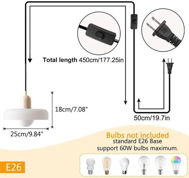 Alt view image 2 of 7 - Vintage Glass Pendant Light Kitchen Island Plug in Pendant Lamp with Milk White Glass Shade,Plug-in Cord Modern Ceiling Hanging Light Dining Living Room Hallway Schoolhouse