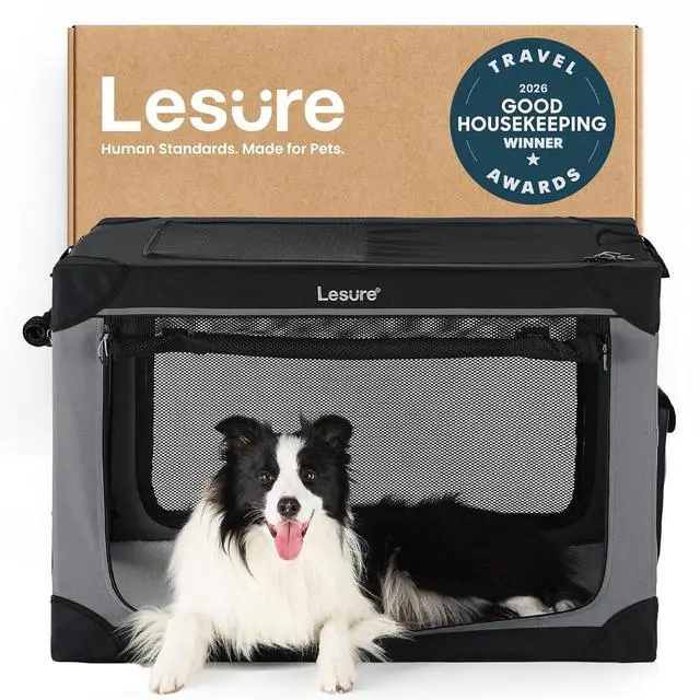 Main image of Lesure Today Show Soft Collapsible Dog Crates for Large Dogs, 36in Black | Portable Travel Camping Pet Kennel, 4-door, Indoor and Outdoor Use, Easy to Set Up and Fold, For Large Breeds Up to 70 lbs