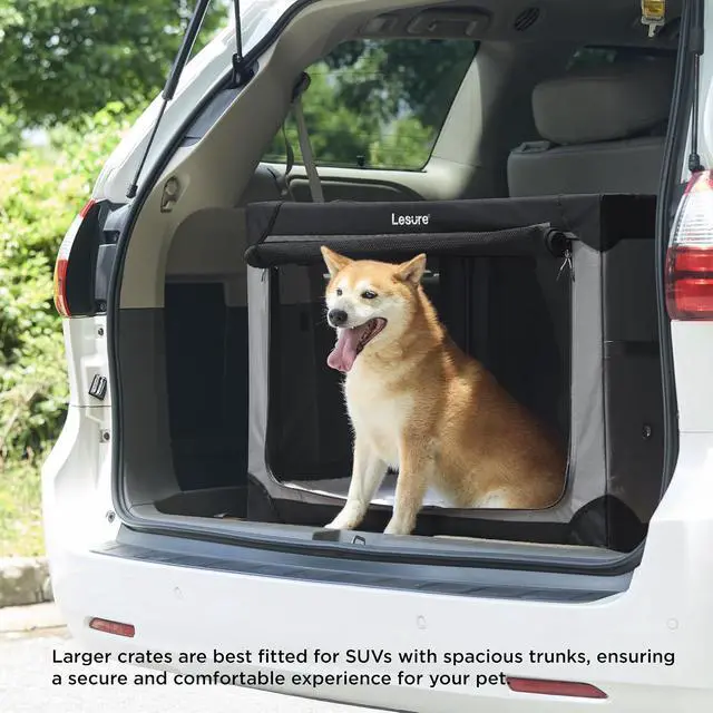 Alt view image 6 of 7 - Lesure Today Show Soft Collapsible Dog Crates for Large Dogs, 36in Black | Portable Travel Camping Pet Kennel, 4-door, Indoor and Outdoor Use, Easy to Set Up and Fold, For Large Breeds Up to 70 lbs
