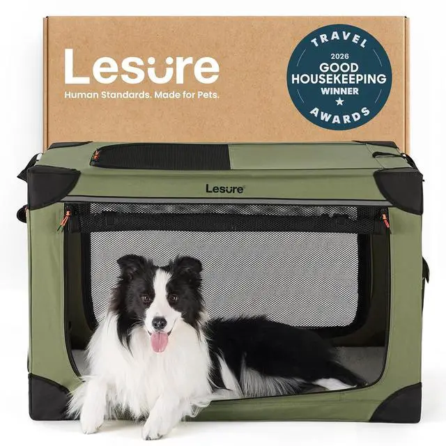 Main image of Lesure Today Show Soft Collapsible Dog Crates for Large Dogs, 36in Green | Portable Travel Camping Pet Kennel, 4-door, Indoor and Outdoor Use, Easy to Set Up and Fold, For Large Breeds Up to 70 lbs