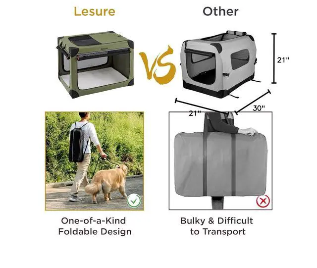 Alt view image 7 of 7 - Lesure Today Show Soft Collapsible Dog Crates for Medium Dogs, 30in Grey | Portable Travel Camping Pet Kennel, 4-door, Indoor and Outdoor Use, Easy to Set Up and Fold, For Medium Breeds Up to 50 lbs