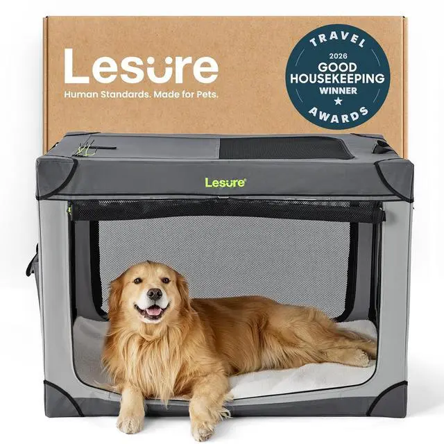 Main image of Lesure Shown on Today Show Soft Collapsible XL Dog Crate, 42in Grey | Portable Travel Camping Pet Kennel, 4-door, Indoor Outdoor Use, Easy to Set Up and Fold, For Extra Large Breeds Up to 90 lbs
