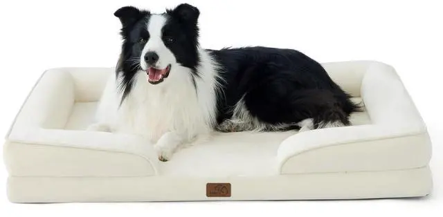 Main image of Orthopedic Dog Beds Large Sized Dog with Removable Washable Cover | 35" Classic Big Dog Couch Sofa Waterproof, Comfy Bolster Sides, Nonslip Bottom, Cozy Pet Bed for Cats, Senior Dogs, Beige