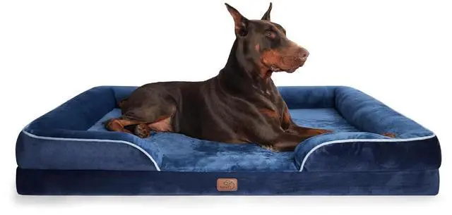 Main image of Orthopedic XXL Dog Bed Extra Large with Removable Washable Cover | 52" Classic Comfy Giant Dog Couch Sofa Waterproof, Cozy Bolster Sides, Nonslip Bottom, Pet Bed for Cats,Senior Dogs, Navy