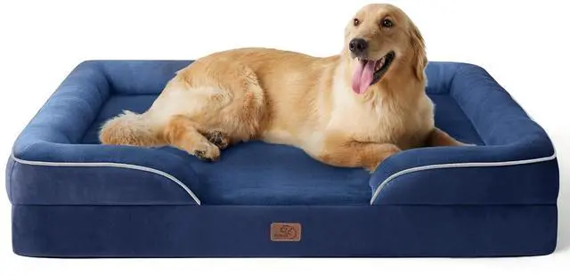 Main image of Orthopedic XLPlus Dog Bed Extra Large with Removable Washable Cover | 48" Classic Giant Dog Couch Sofa Waterproof, Comfy Bolster Sides, Nonslip Bottom, Pet Bed for Cats,Senior Dogs, Blue Navy