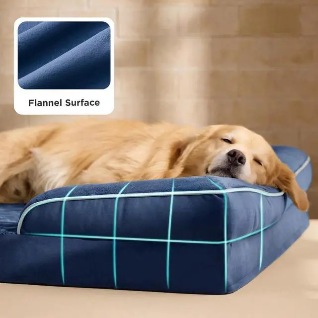 Alt view image 6 of 7 - Orthopedic XLPlus Dog Bed Extra Large with Removable Washable Cover | 48" Classic Giant Dog Couch Sofa Waterproof, Comfy Bolster Sides, Nonslip Bottom, Pet Bed for Cats,Senior Dogs, Blue Navy