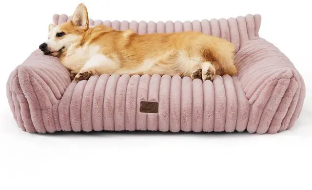 Main image of ComfyFleece Shown on TV Dog Couch for Medium Dogs,36in Blush Pink | Dog Couch Bed with Removable Washable Cover,Supportive Pet Sofa for Medium Large Dogs,Seen on Good Day New York,Up to 40 Lbs
