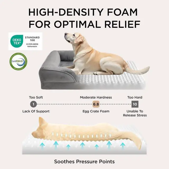 Alt view image 3 of 7 - Orthopedic Dog Beds for Medium Dogs with Removable Washable Cover | 28" Classic Comfy Medium Dog Couch Sofa Waterproof, Cozy Bolster Sides, Nonslip Bottom, Pet bed for Cats,Senior Dogs, Blue