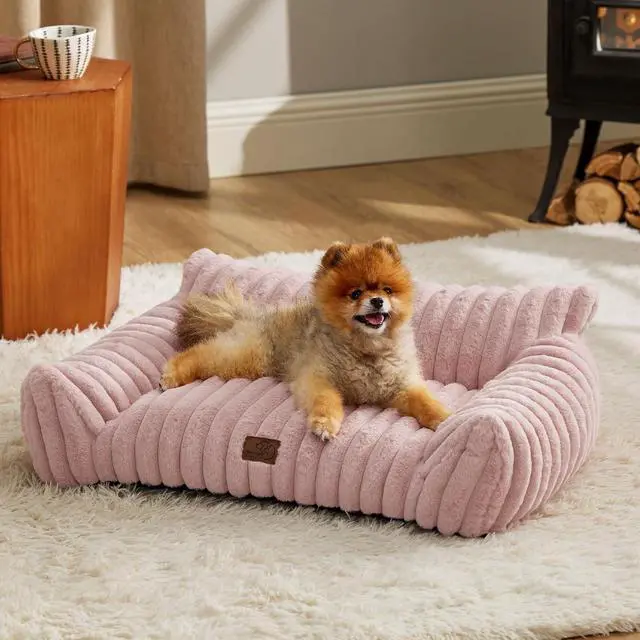 Main image of ComfyFleece Shown on TV Fluffy Dog Couch for Pets,30in Blush Pink | Small & Medium Dog Bed Washable Cover,Supportive Couch Bed for Small Dogs,Pet Sofa Seen on Good Day New York,Up to 20 Lbs