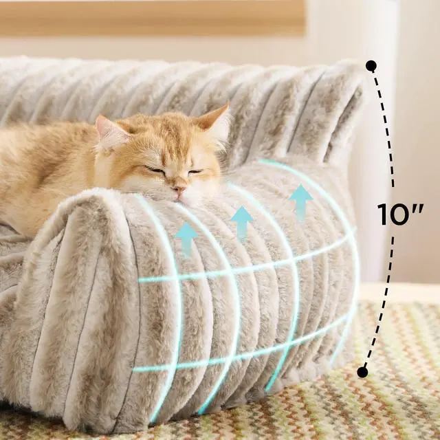 Alt view image 3 of 7 - ComfyFleece Shown on TV Fluffy Cat Couch for Pets,24in Amphora | Cat Beds for Indoor Cats,Supportive Pet Sofa,Dog Couch Bed Seen on Good Day New York,Removable Washable Cover,Up to 10 Lbs