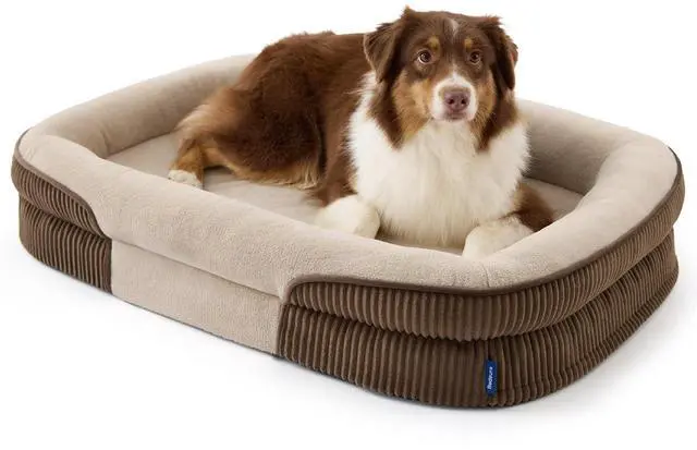 Main image of LPlus 360°Oval Bolster Orthopedic Dog Beds Large Sized Dog,38" Brown
