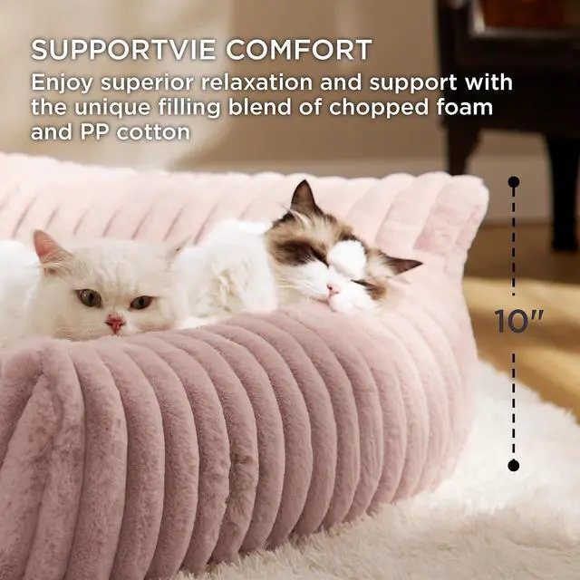 Alt view image 3 of 7 - ComfyFleece Shown on TV Dog Couch for Medium Dogs,36in Blush Pink | Dog Couch Bed with Removable Washable Cover,Supportive Pet Sofa for Medium Large Dogs,Seen on Good Day New York,Up to 40 Lbs