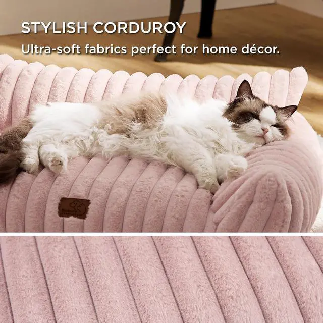 Alt view image 4 of 7 - ComfyFleece Shown on TV Dog Couch for Medium Dogs,36in Blush Pink | Dog Couch Bed with Removable Washable Cover,Supportive Pet Sofa for Medium Large Dogs,Seen on Good Day New York,Up to 40 Lbs