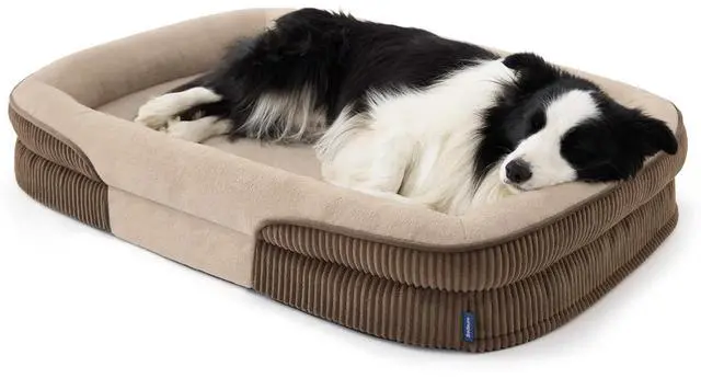 Main image of XL 360°Oval Bolster Orthopedic Dog Beds Large Sized Dog,42" Brown | Egg-Crate Foam for Senior Dogs, Big Comfort Pet Sofa Couch with Ultra-Soft Fleece Waterproof Washable Cover