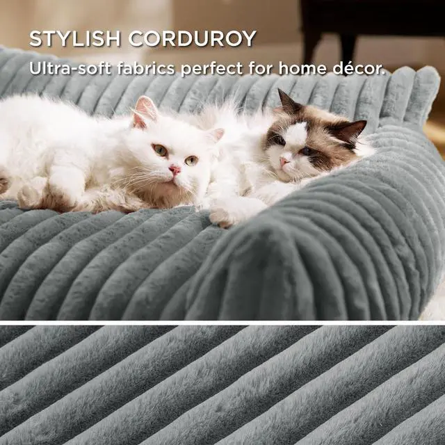 Alt view image 4 of 7 - ComfyFleece Shown on TV Dog Couch for Medium Dogs,36in Warm Grey | Dog Couch Bed with Removable Washable Cover,Supportive Pet Sofa for Medium Large Dogs,Seen on Good Day New York,Up to 40 Lbs
