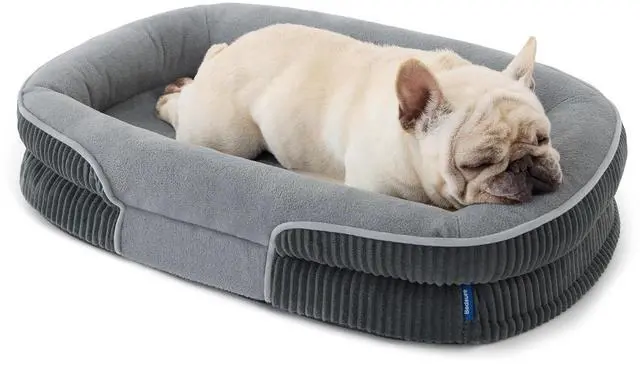 Main image of 360°Oval Bolster Orthopedic Dog Bed Medium Size Dog,30" Grey | Egg-Crate Foam for Senior Dogs, Big Comfort Pet Sofa Couch with Ultra-Soft Fleece Waterproof Washable Cover