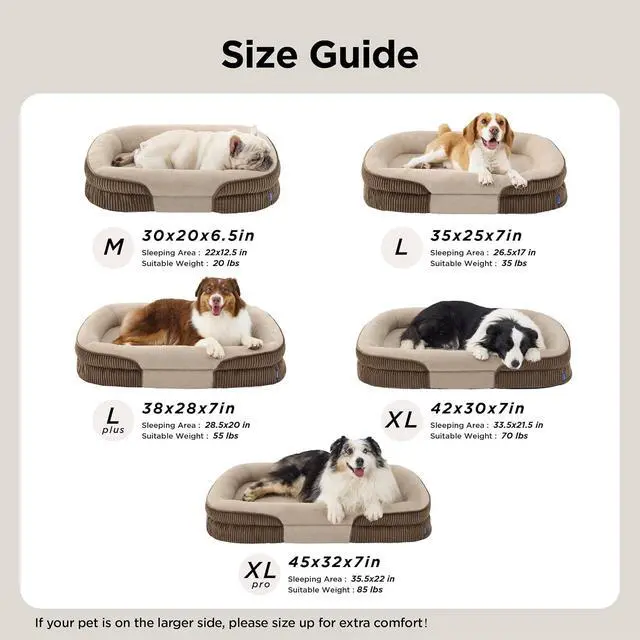 Alt view image 6 of 7 - 360°Oval Bolster Orthopedic Dog Bed Medium Size Dog,30" Brown | Egg-Crate Foam for Senior Dogs, Big Comfort Pet Sofa Couch with Ultra-Soft Fleece Waterproof Washable Cover