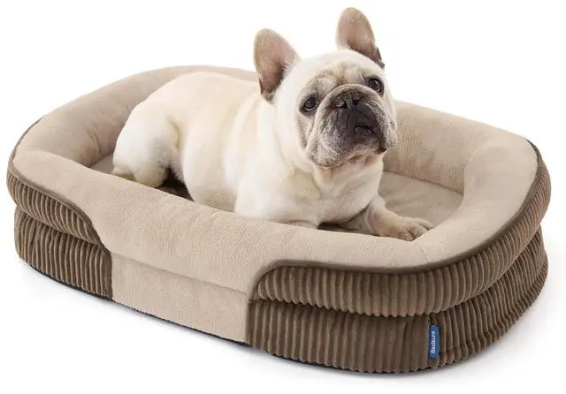 Main image of 360°Oval Bolster Orthopedic Dog Bed Medium Size Dog,30" Brown | Egg-Crate Foam for Senior Dogs, Big Comfort Pet Sofa Couch with Ultra-Soft Fleece Waterproof Washable Cover