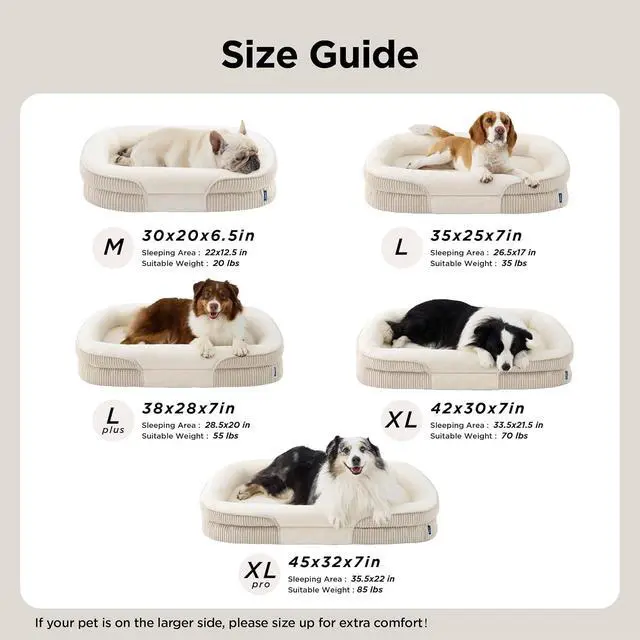 Alt view image 6 of 7 - XLPro 360°Oval Bolster Orthopedic Dog Beds Large Sized Dog,45" Beige
