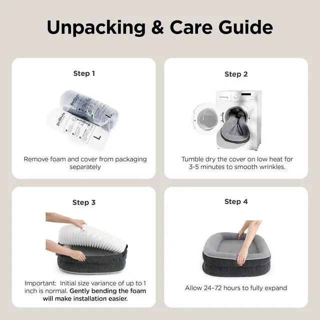 Alt view image 7 of 7 - 360°Oval Bolster Orthopedic Dog Bed Medium Size Dog,30" Brown | Egg-Crate Foam for Senior Dogs, Big Comfort Pet Sofa Couch with Ultra-Soft Fleece Waterproof Washable Cover