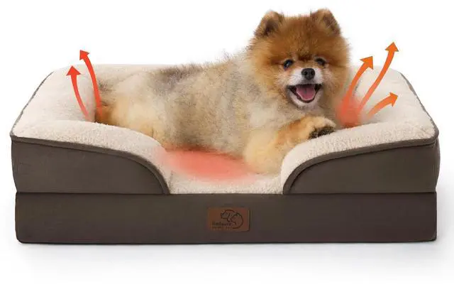 Main image of Self Warming Orthopedic Dogs Bed for Small Dogs - Washable Small Dog Bed Waterproof, Comfort Pet Couch with Removable Cover, Pets Sofa with Nonskid Bottom, Brown, Non-Electric