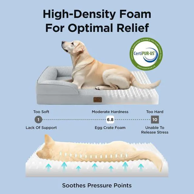Alt view image 5 of 7 - Cooling Dog Beds for Small Dogs with Removable Washable Cover | 24" Orthopedic Puppy Couch Sofa Waterproof, Comfy Bolster Sides, Cool Pet bed for Cats,Senior Dogs, Cooling Grey
