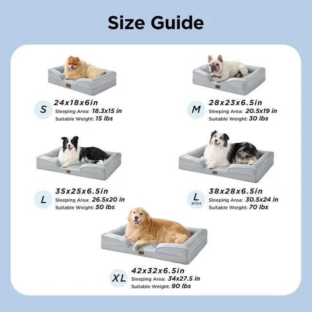 Alt view image 7 of 7 - Cooling Dog Beds for Small Dogs with Removable Washable Cover | 24" Orthopedic Puppy Couch Sofa Waterproof, Comfy Bolster Sides, Cool Pet bed for Cats,Senior Dogs, Cooling Grey