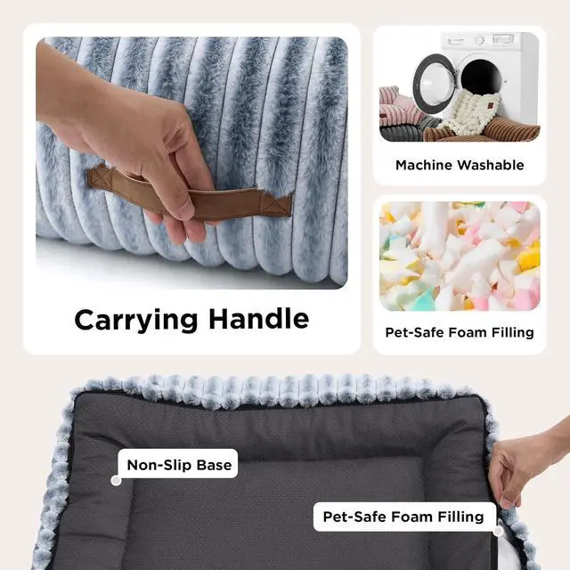 Alt view image 5 of 7 - ComfyFleece Shown on TV Fluffy Dog Couch for Pets,30in Blue Indigo | Small & Medium Dog Bed Washable Cover,Supportive Couch Bed for Small Dogs,Pet Sofa Seen on Good Day New York,Up to 20 Lbs