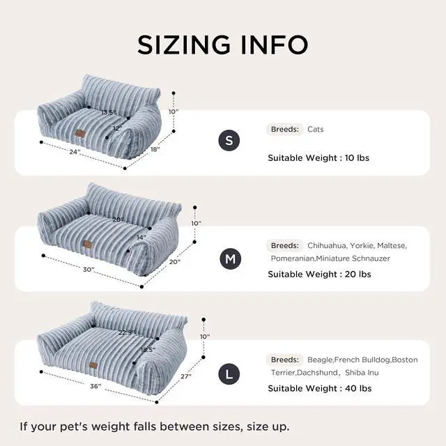 Alt view image 6 of 7 - ComfyFleece Shown on TV Fluffy Dog Couch for Pets,30in Blue Indigo | Small & Medium Dog Bed Washable Cover,Supportive Couch Bed for Small Dogs,Pet Sofa Seen on Good Day New York,Up to 20 Lbs