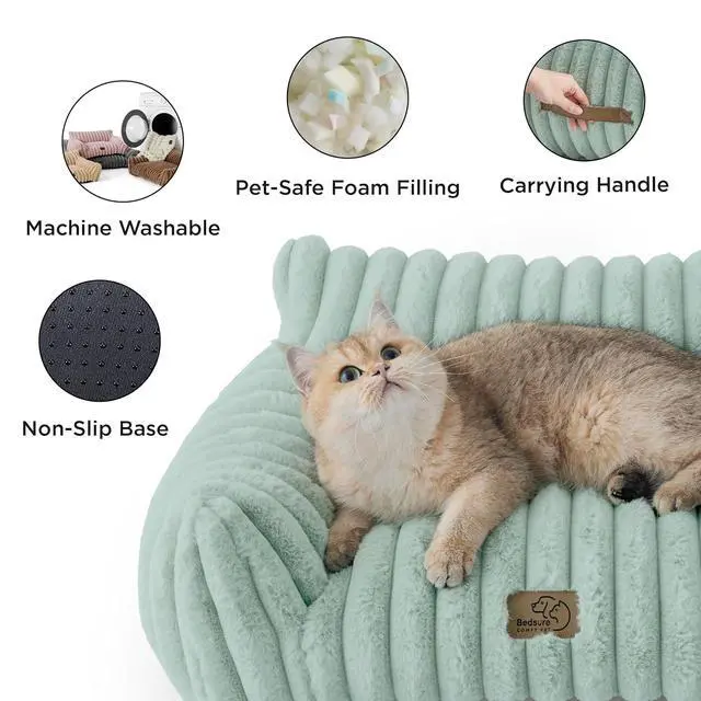 Alt view image 5 of 7 - ComfyFleece Shown on TV Fluffy Cute Dog Couch for Pets,30in Green | Small & Medium Dog Bed Washable Cover,Supportive Couch Bed for Small Dogs,Pet Sofa Seen on Good Day New York,Up to 20 Lbs